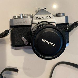 Konica Autoreflex T3 35mm SLR Film Camera, 2 Lenses And Case